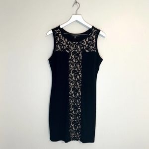 Karen Kane Black Dress with Lace Detail (Size Large)